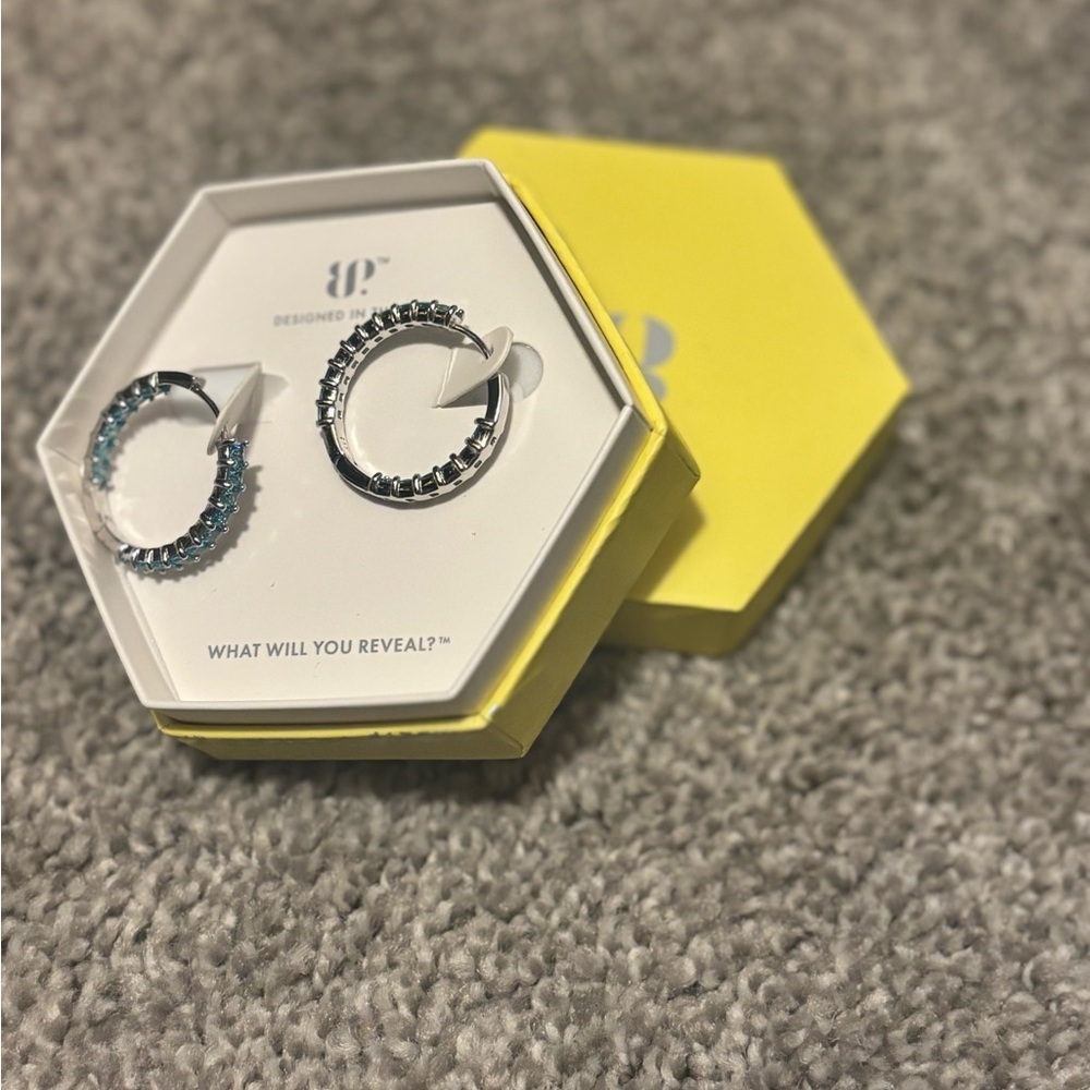 Chic Silver and Blue Hoop Earrings